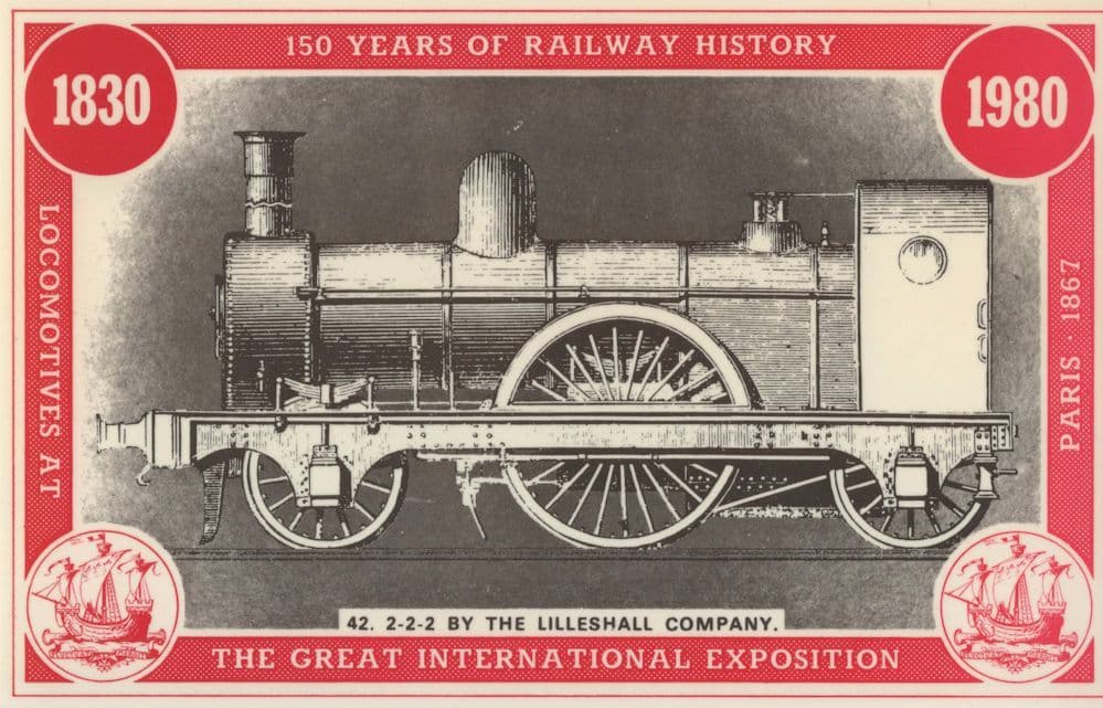 Lilleshall 2-2-2 Paris 1867 International Exposition Train Postcard