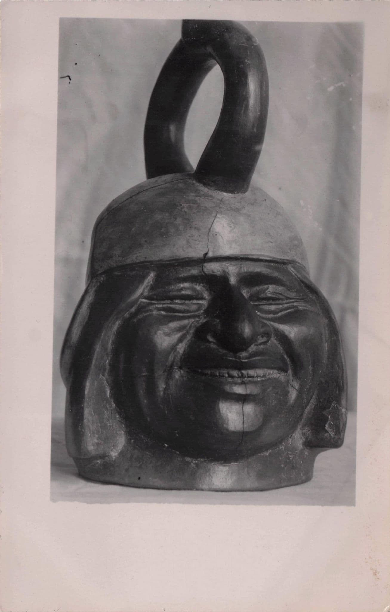 Lima Peru Chile Museo Nacional Old Helmet Sculpture Real Photo Postcard
