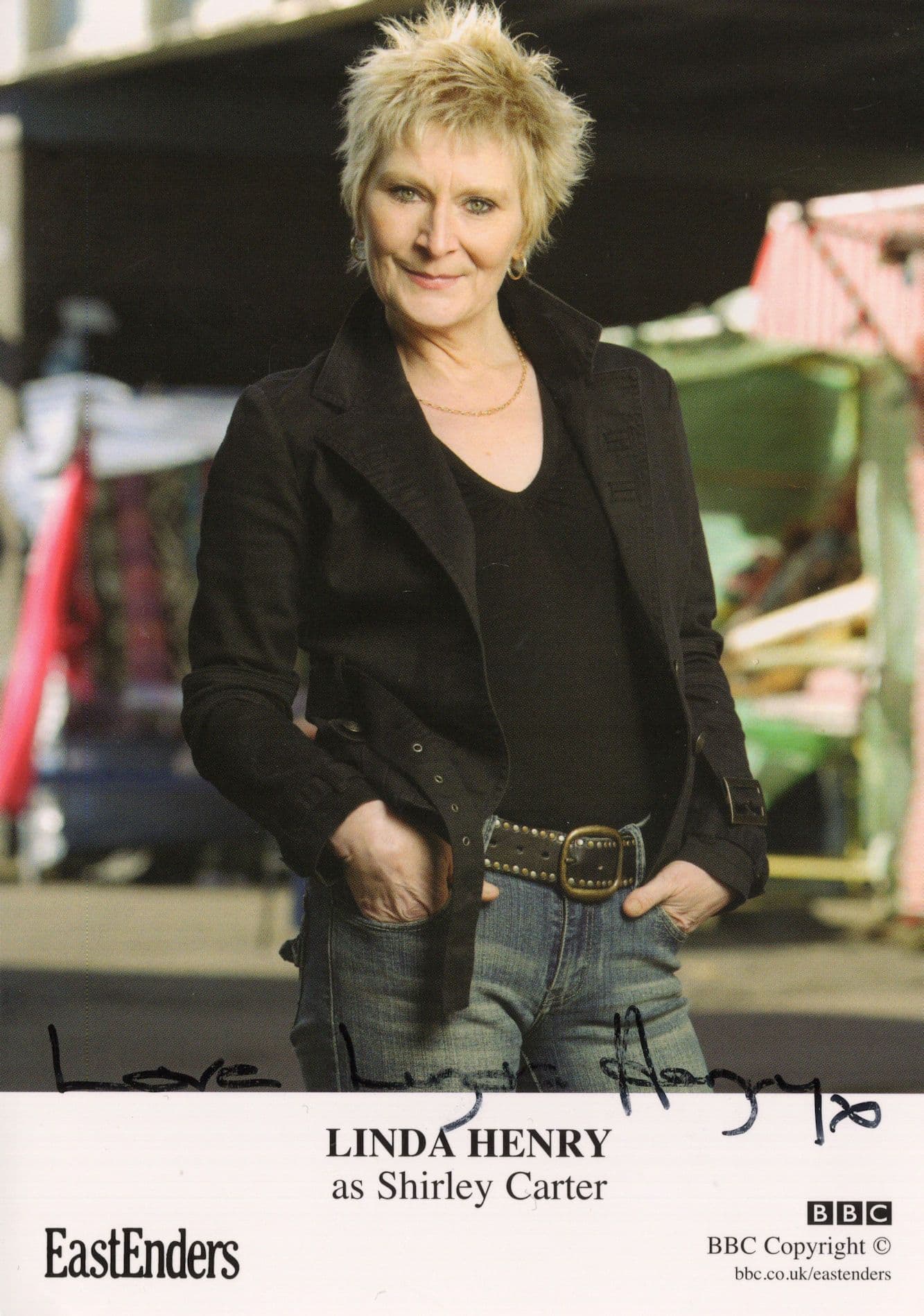 Linda Henry as Shirley Carter BBC Eastenders Hand Signed Cast Card Photo