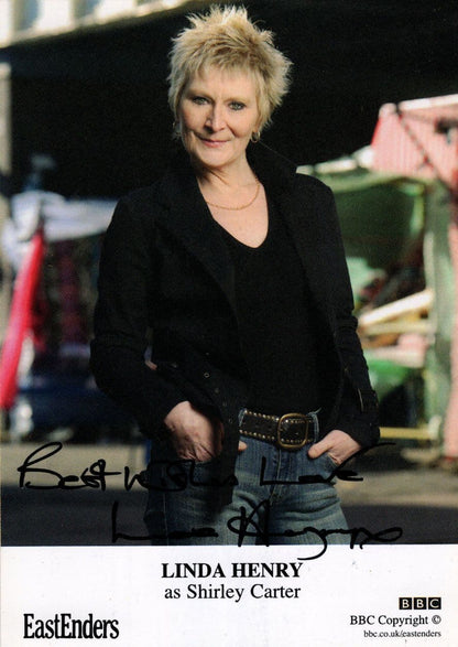 Linda Henry as Shirley Carter Eastenders Hand Signed Cast Card Photo