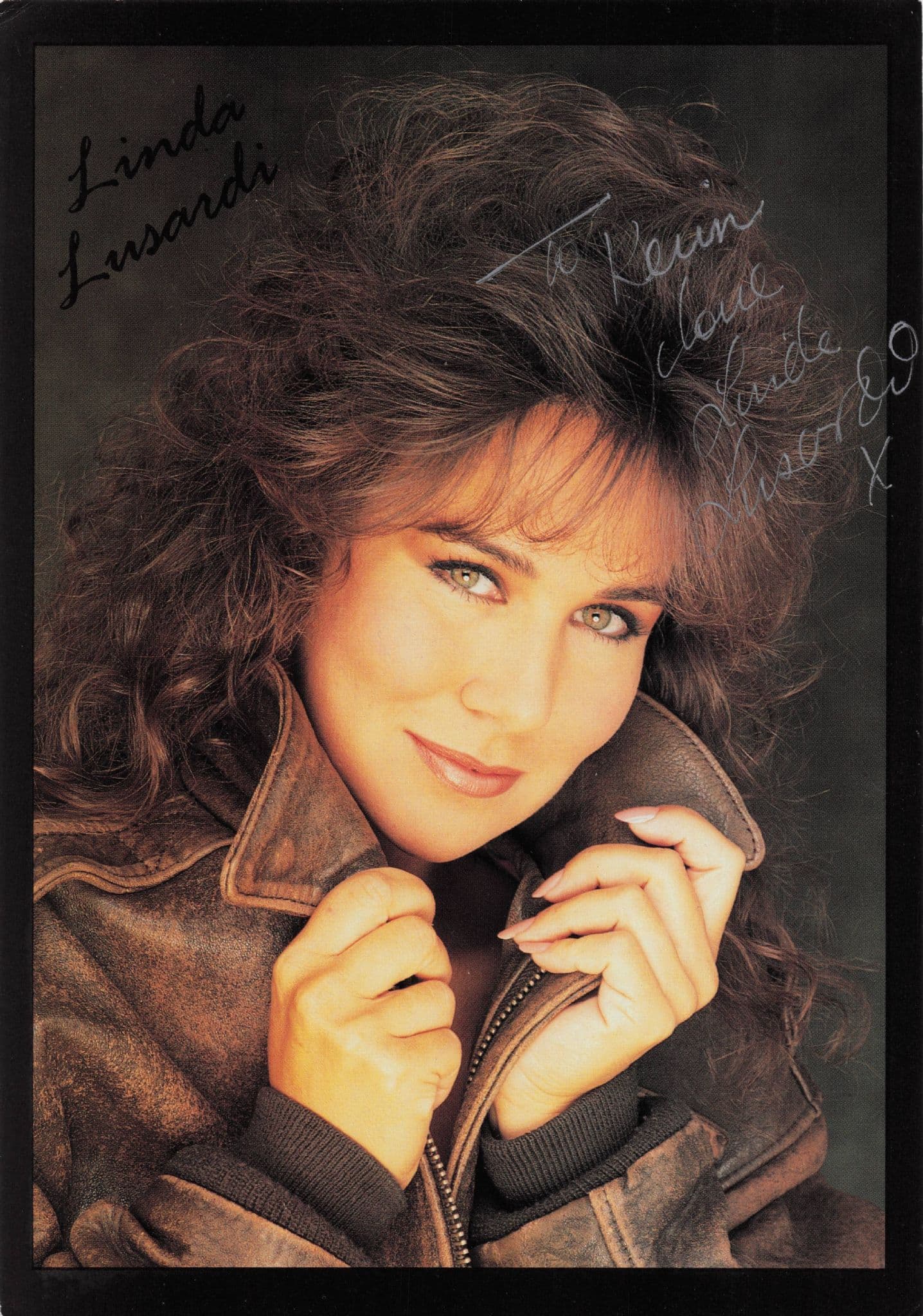 Linda Lusardi Large Sexy Metallic Silver Hand Signed Photo