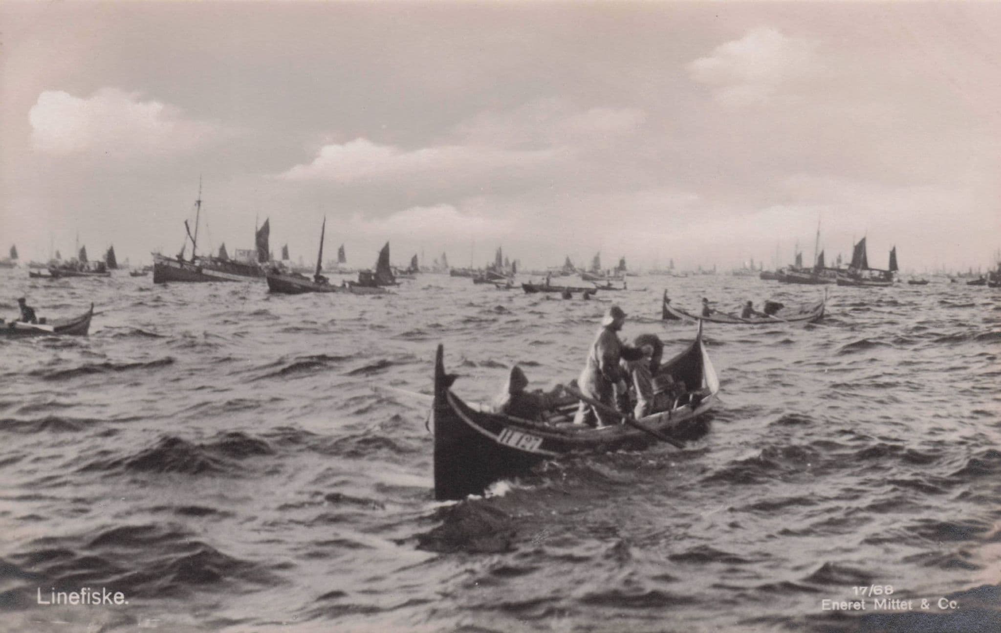 Linefiske Norway Antique Rowing Boat Ship Old Postcard
