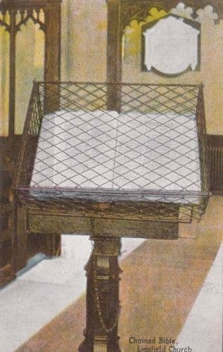 Lingfield Church Surrey Chapel Chained Bible Vintage Postcard