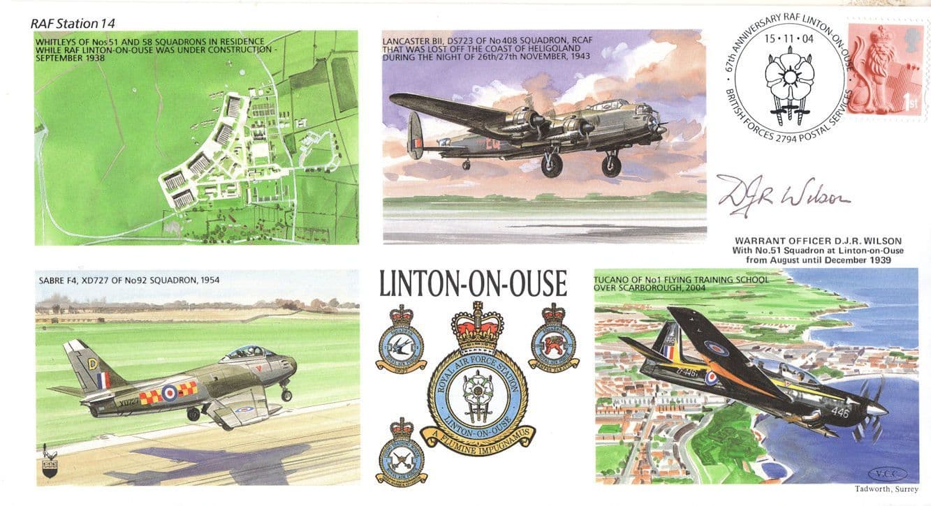 Linton On Ouse RAF Station DJR Wilson of 51 Squadron WW2 LTD TO 80 Map Hand Signed FDC