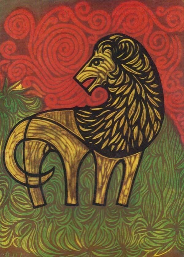 Lion We Animals Bill Leeson London Train Transport Poster Advertising Postcard