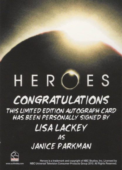 Lisa Lackey Heroes TV Show Hand Signed Autograph Card