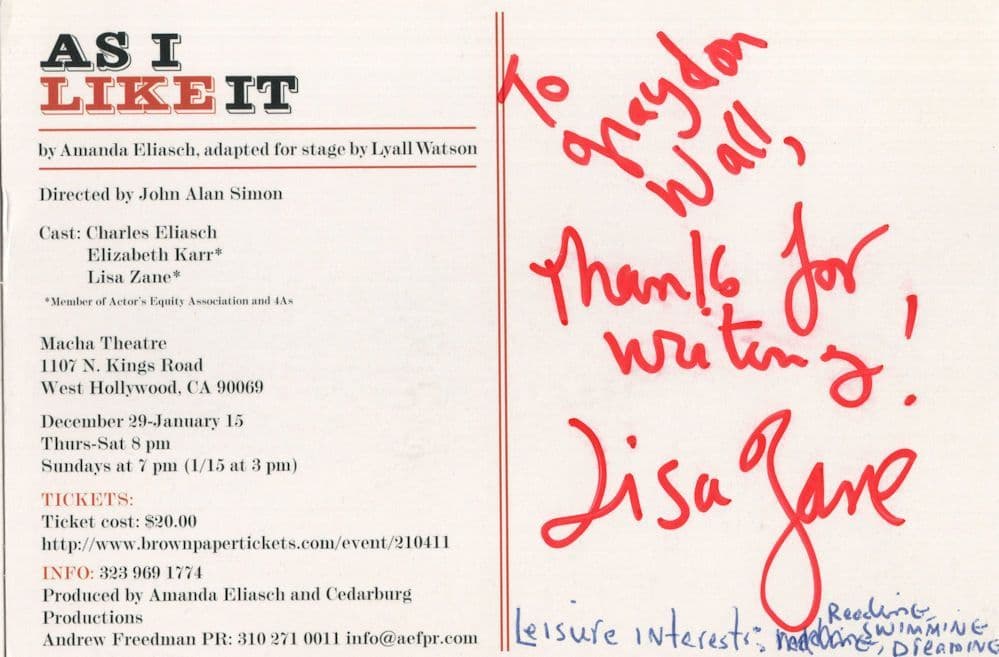 Lisa Zane As I Like It Incredible Hulk  LA Law & Order Hand Signed Autograph
