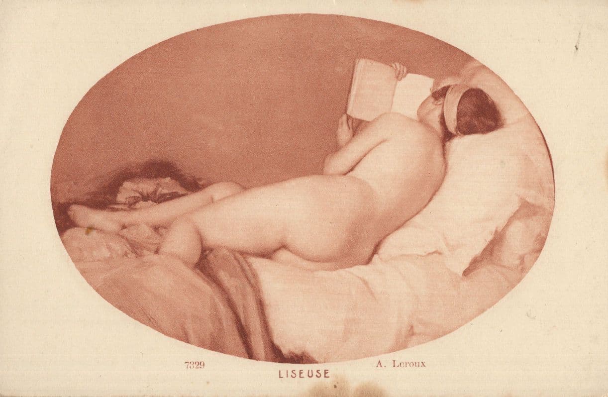 Liseuse Lennox Antique Risque Nude French Painting Postcard
