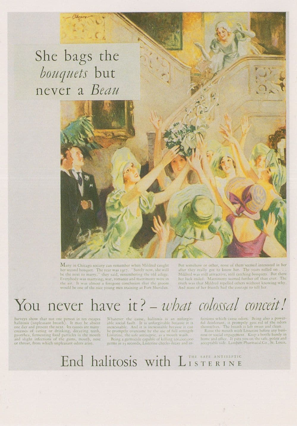 Listerine End Halitosis Ladies Party Fresh Breath Advertising Postcard