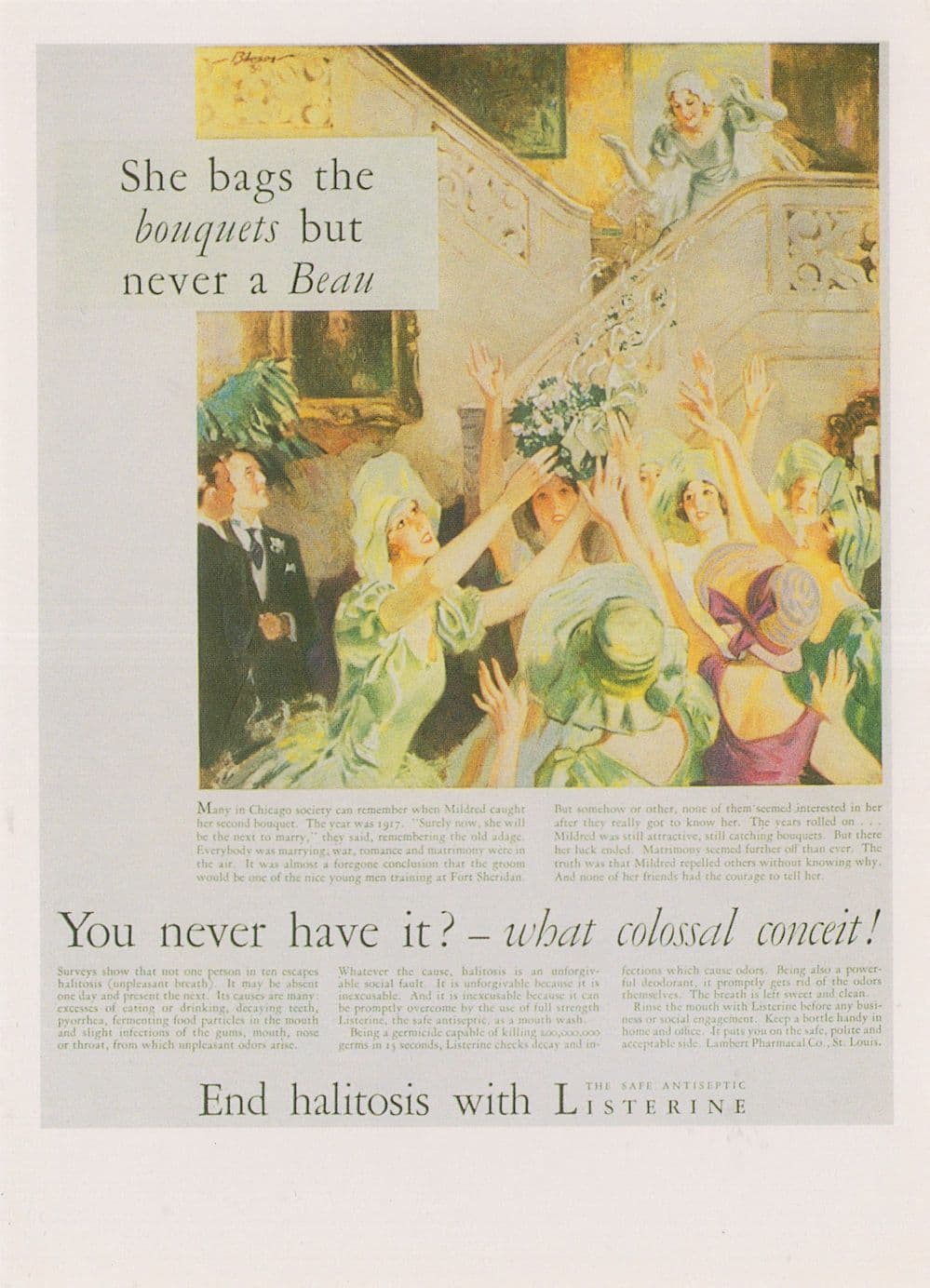 Listerine Fresh Breath Mouthwash Upper Class Advertising Postcard