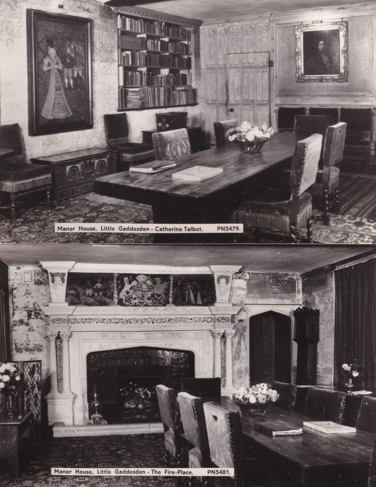 Little Gaddesden Manor House Fire Place Catherine Talbot 2x Postcard s