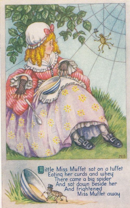 Little Miss Muffet 1970s Nursery Rhyme Postcard