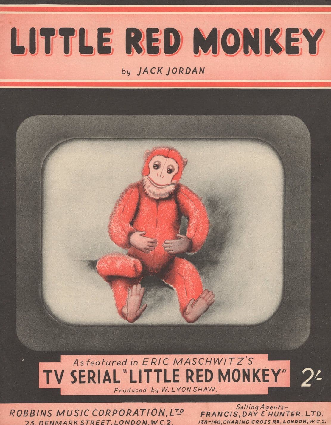 Little Red Monkey Jack Jordan TV Theme Song EX Sheet Music
