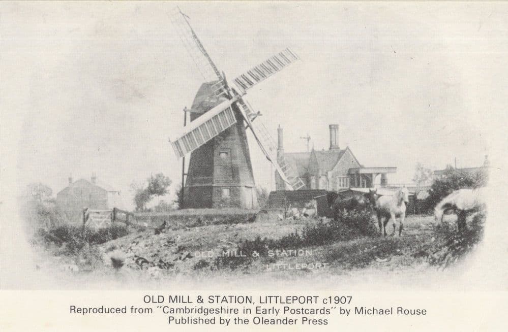 Littleport Railway Station Windmill Cambridge Postcard