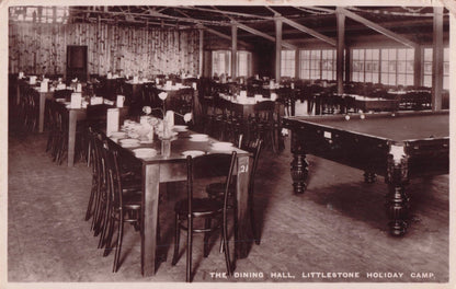 Littlestone Holiday Camp Billiard Snooker Dining Room Kent Old RPC Postcard