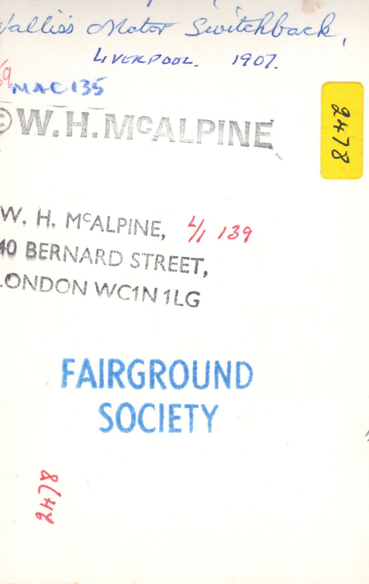 Liverpool 1907 Fair Carousel Roundabout Fairground Society PB Postcard Photo