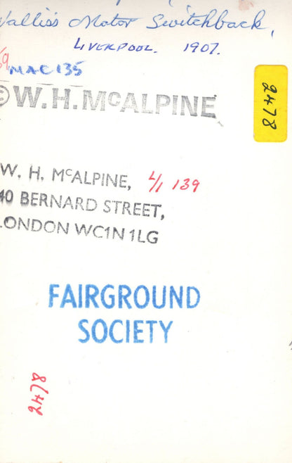 Liverpool 1907 Fair Carousel Roundabout Fairground Society PB Postcard Photo
