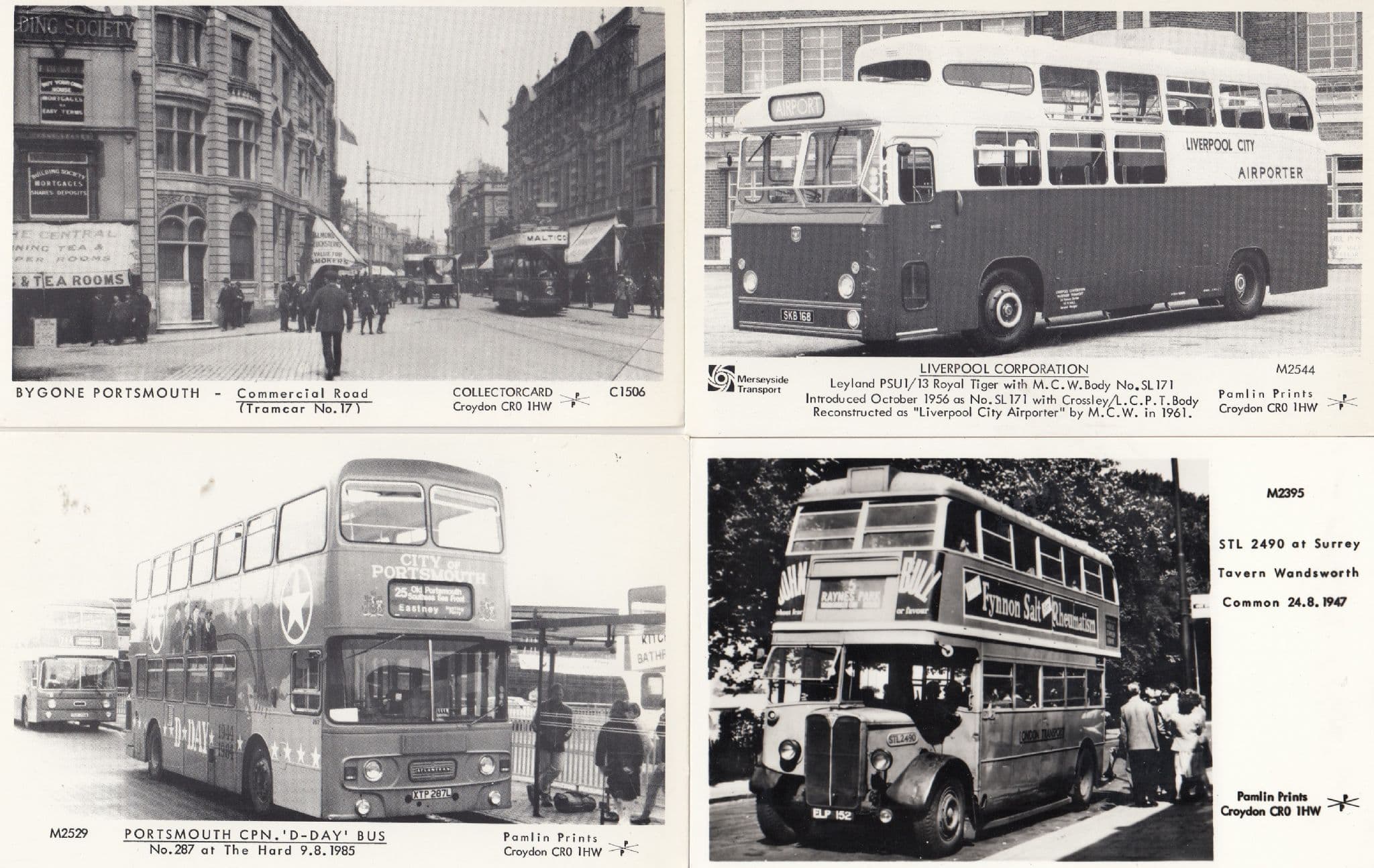 Liverpool City Airporter Portsmouth Surrey Bygone 4x Bus Postcard s