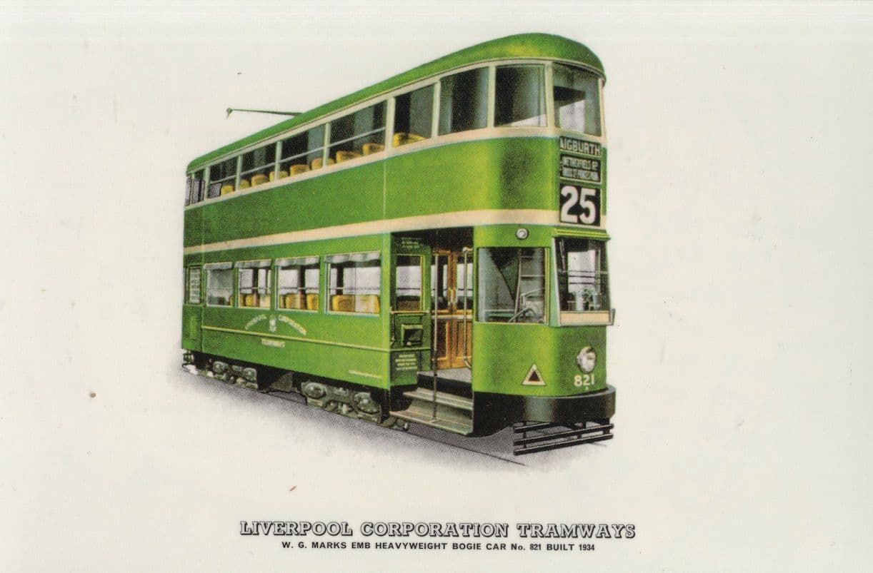 Liverpool Corporation Tramways Number 25 Bogie Car Tram Postcard