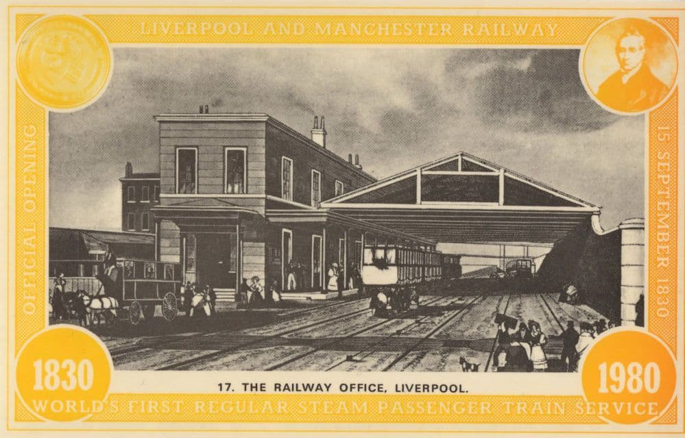Liverpool & Manchester Ticket Station Railway Office 150 Years Postcard