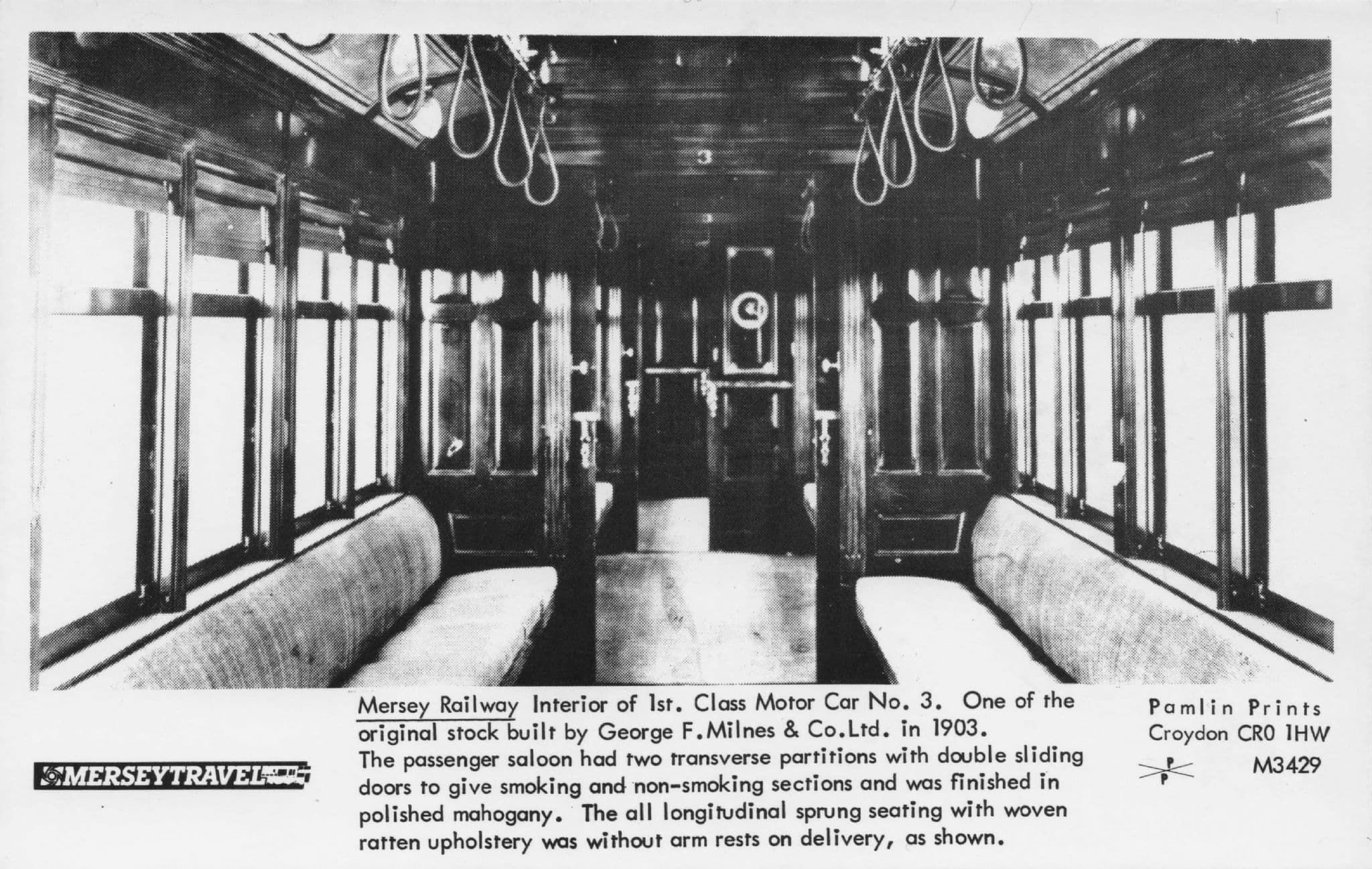 Liverpool Mersey Railway Old 1903 Carriage Railway Pamlin Prints Postcard