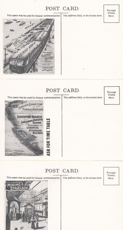 Liverpool Overhead Railway Tram Poster Fare Chart Stamp Train 3x Postcard s