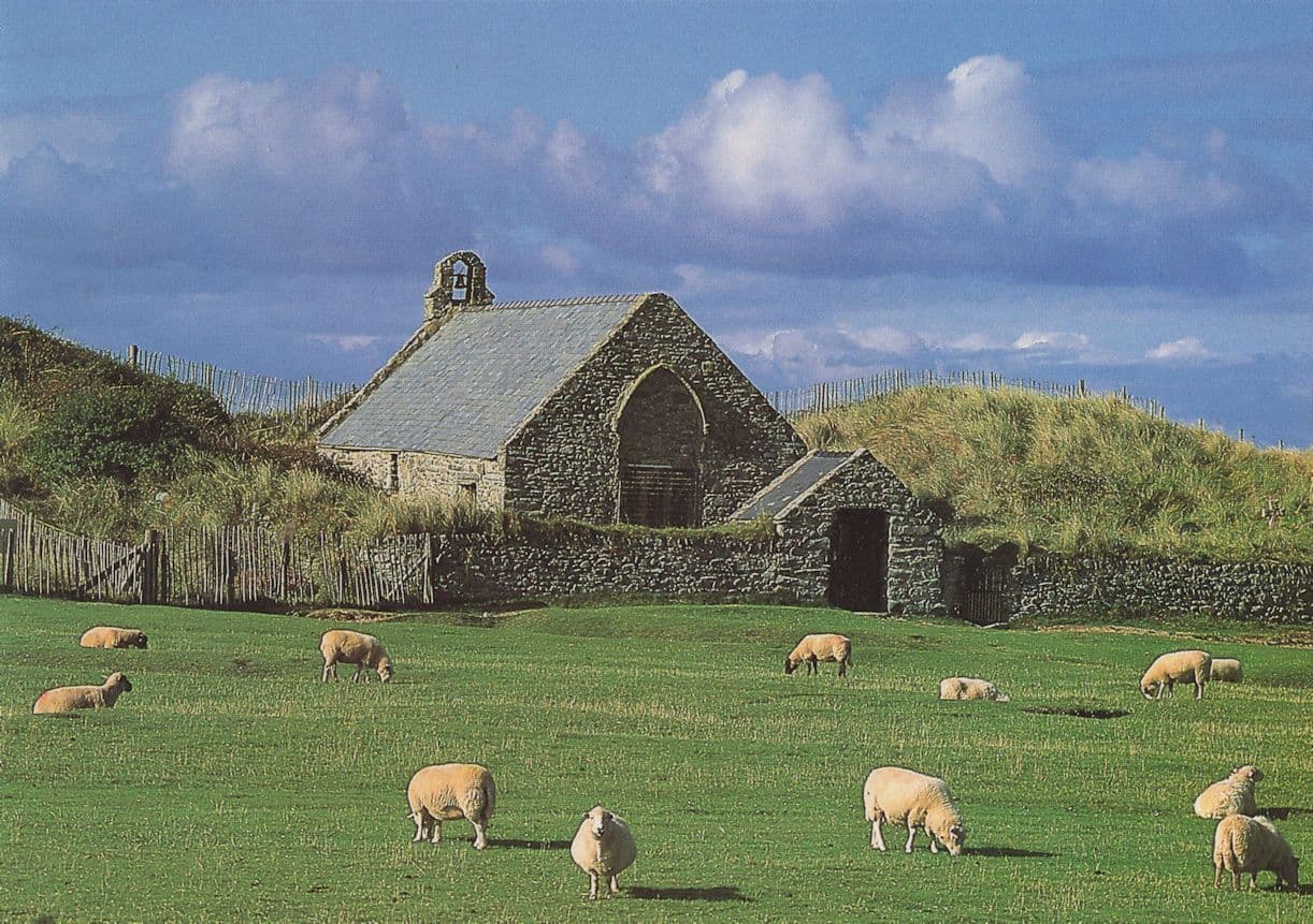 Llandanwg Church St Twang Founder Nestles Sand Dunes Welsh Postcard