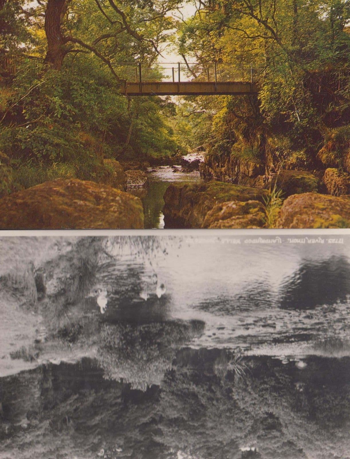 Llandridnod Wells Alpine Bridge River 2x Wales Welsh Postcard