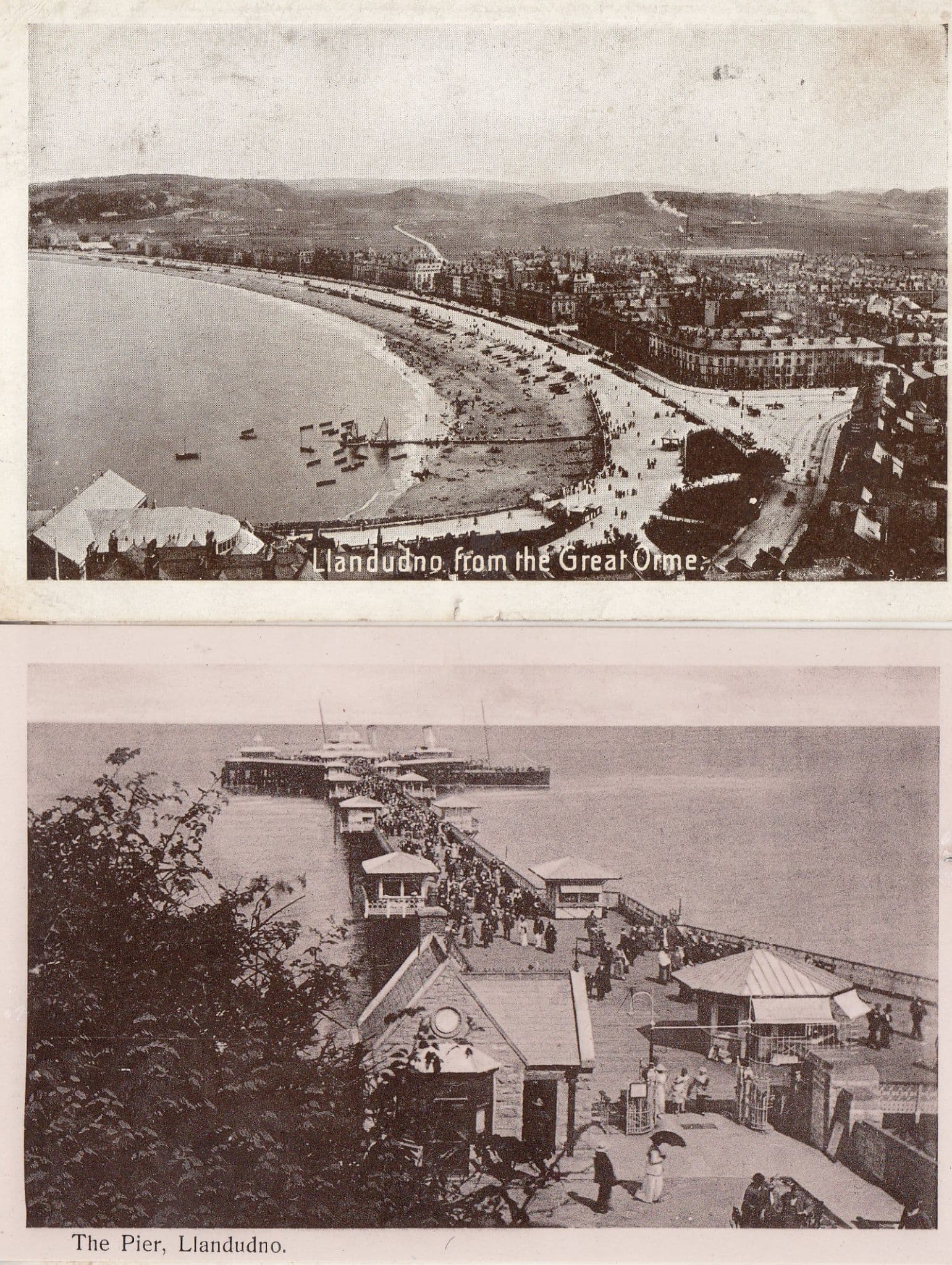 Llandudno Pier in Rain 1915 WW1 Postcard & Real Photo 2x Card s