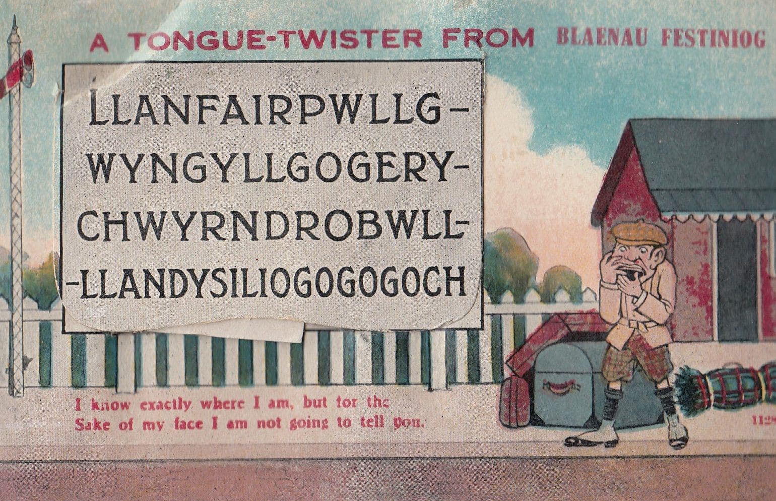 Llanfair Welsh Tongue Twister Railway Folding Novelty Postcard
