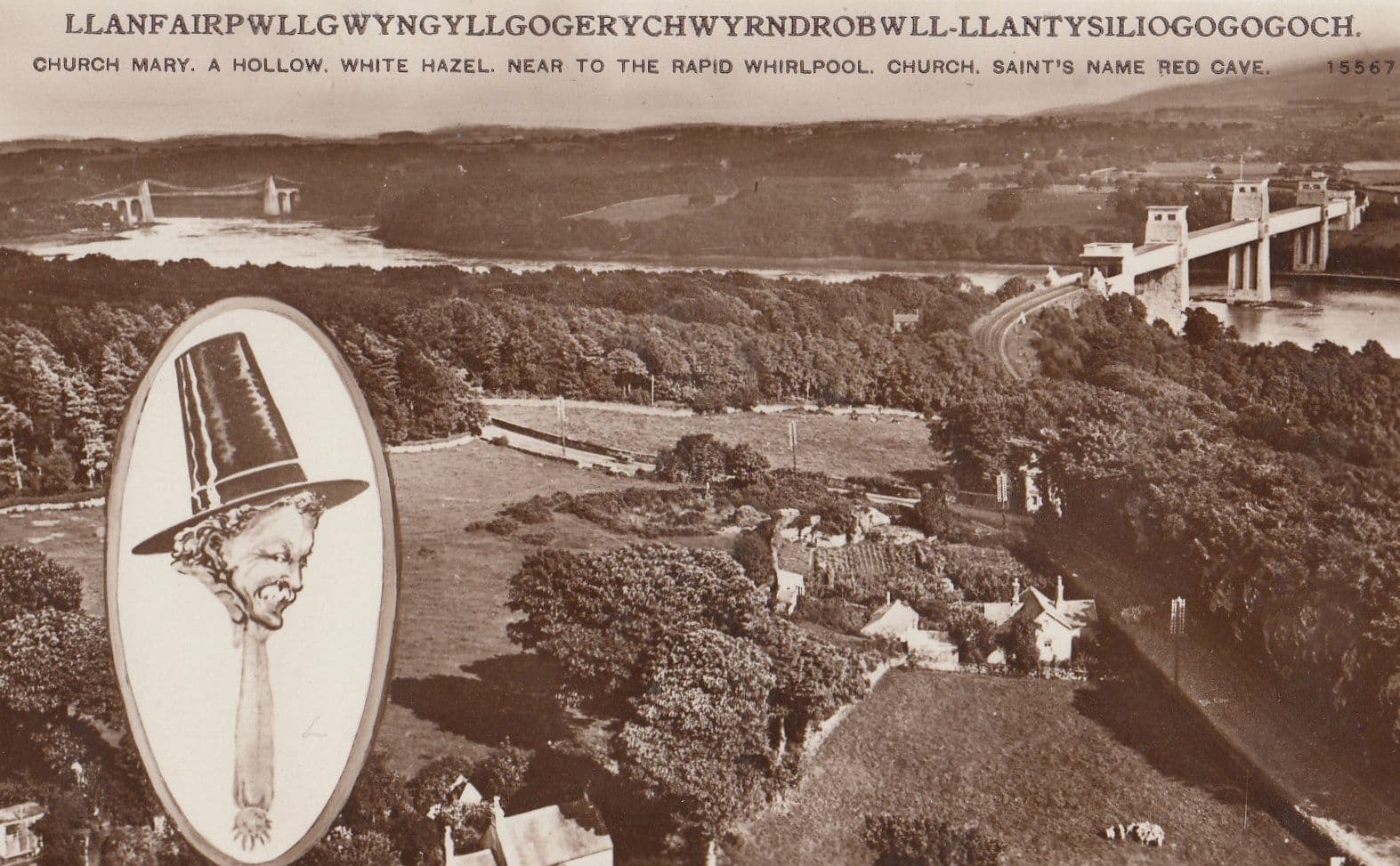 Llanfair Welsh Tongue Twister Whirlpool White Hazel Old Welsh Postcard