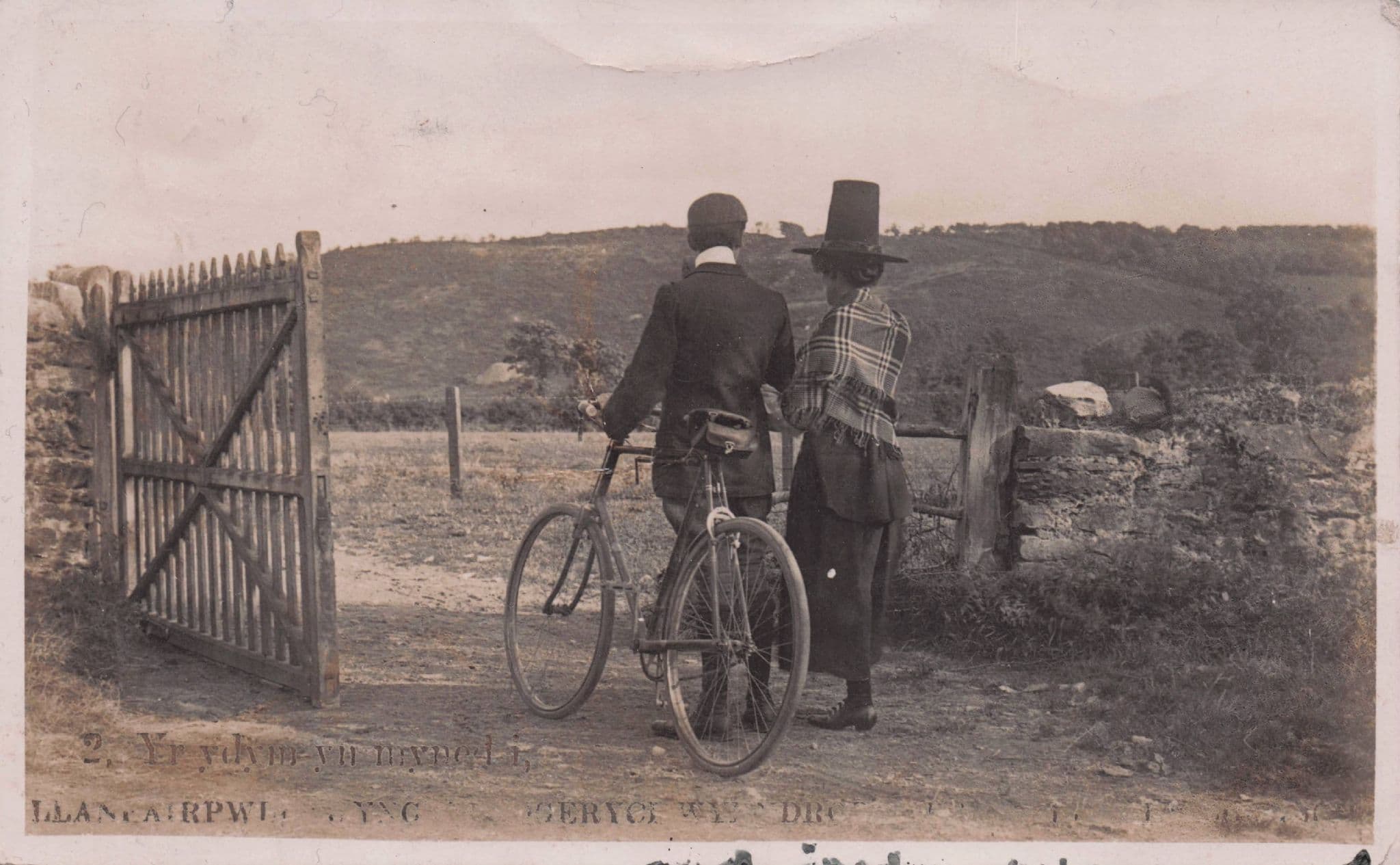 Llanfairpwll Welsh Antique Bicycles Bike Real Photo Wales Old Postcard