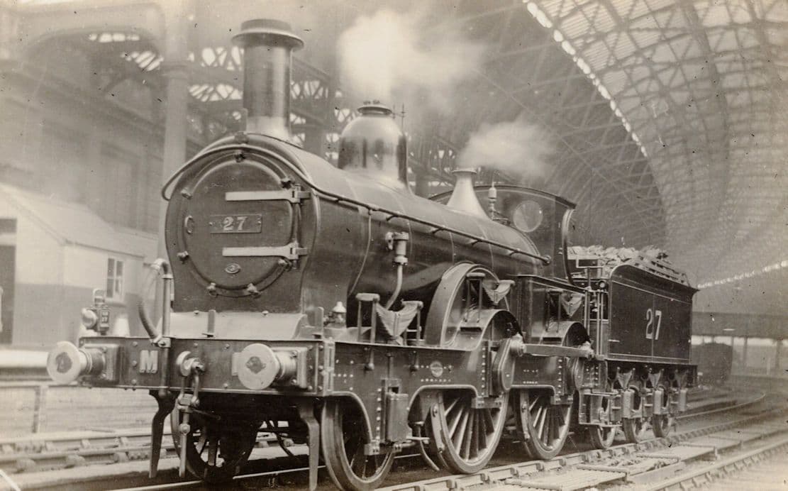 LMRS Railway Train No 27 2-4-0 At Birmingham Station Old RPC Postcard