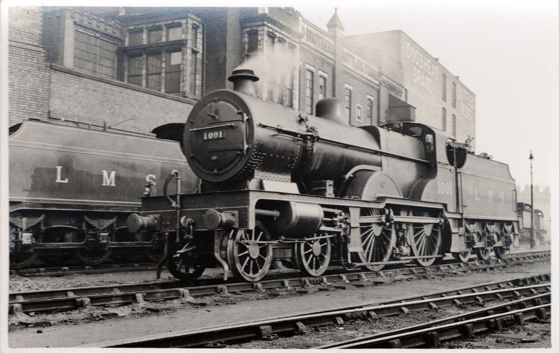 LMS 1091 Train at Kentish Town London Dogshead Brand Beer Factory Old RPC Postcard