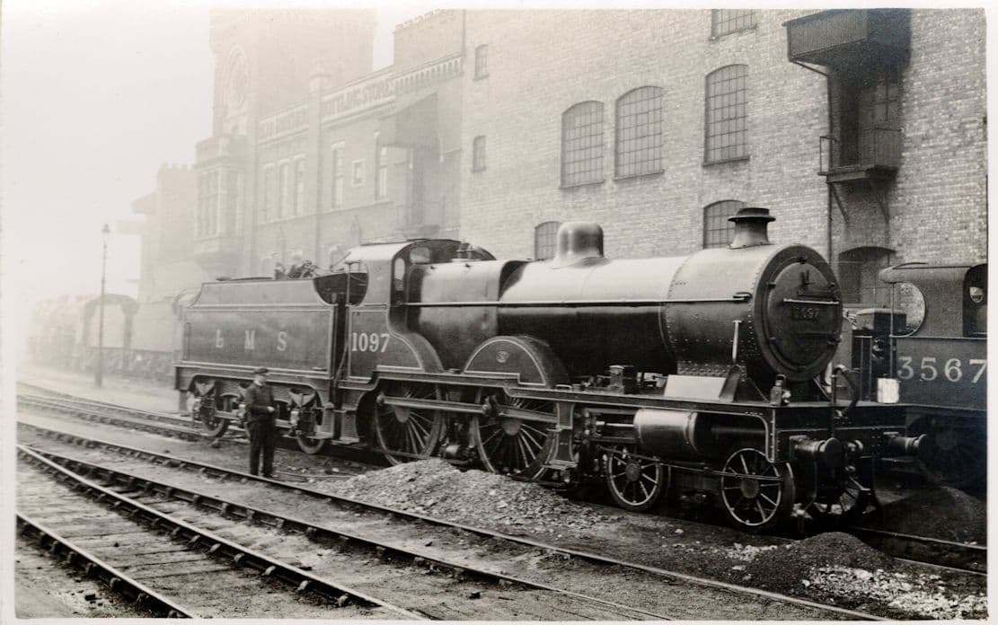 LMS 1097 Train at Kentish Town London Dogshead Brand Beer Factory Old RPC Postcard