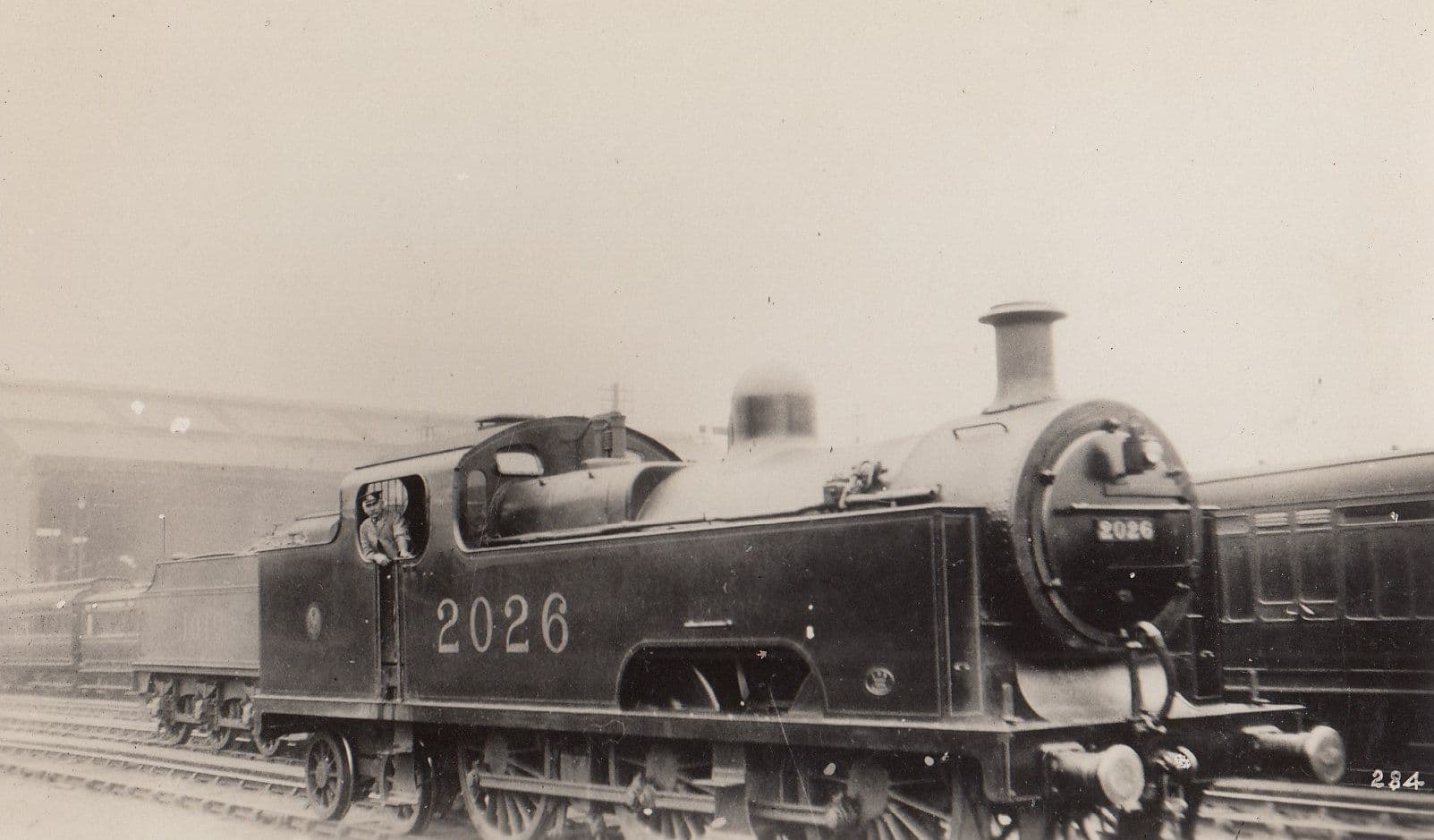 LMS Class 0-6-9T No 2026 Train at Carlisle Station Old Real Photo Postcard