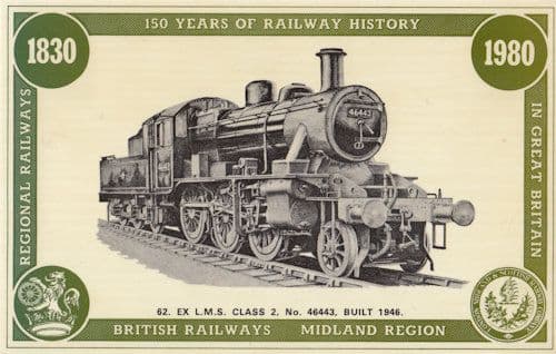 LMS Class 2 46443 Train British Railways Midland Region Postcard