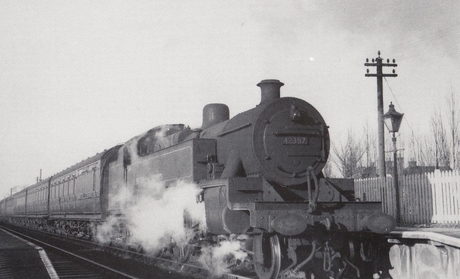 LMS Fowler 2-6-4T Train No 42357 on Macclesfield Stopper Christmas Eve Postcard