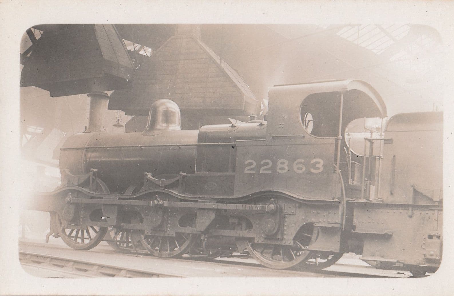 LMS Railway Midland 2F Class 0-6-0 No 22863 Antique Real Photo Train Postcard