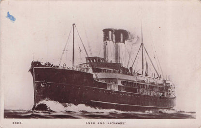 LNER Archangel Ship Antique Real Photo Rare Postcard
