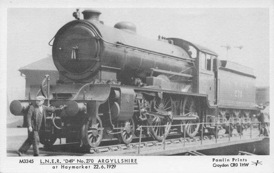 LNER D49 No 270 Old Argyllshire Train at Haymarket Pamlin Prints RPC Postcard