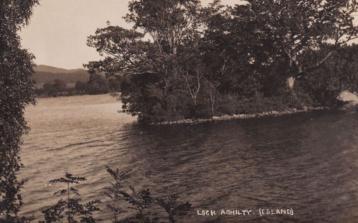 Loch Achilty Island Scottish Real Photo Old Postcard