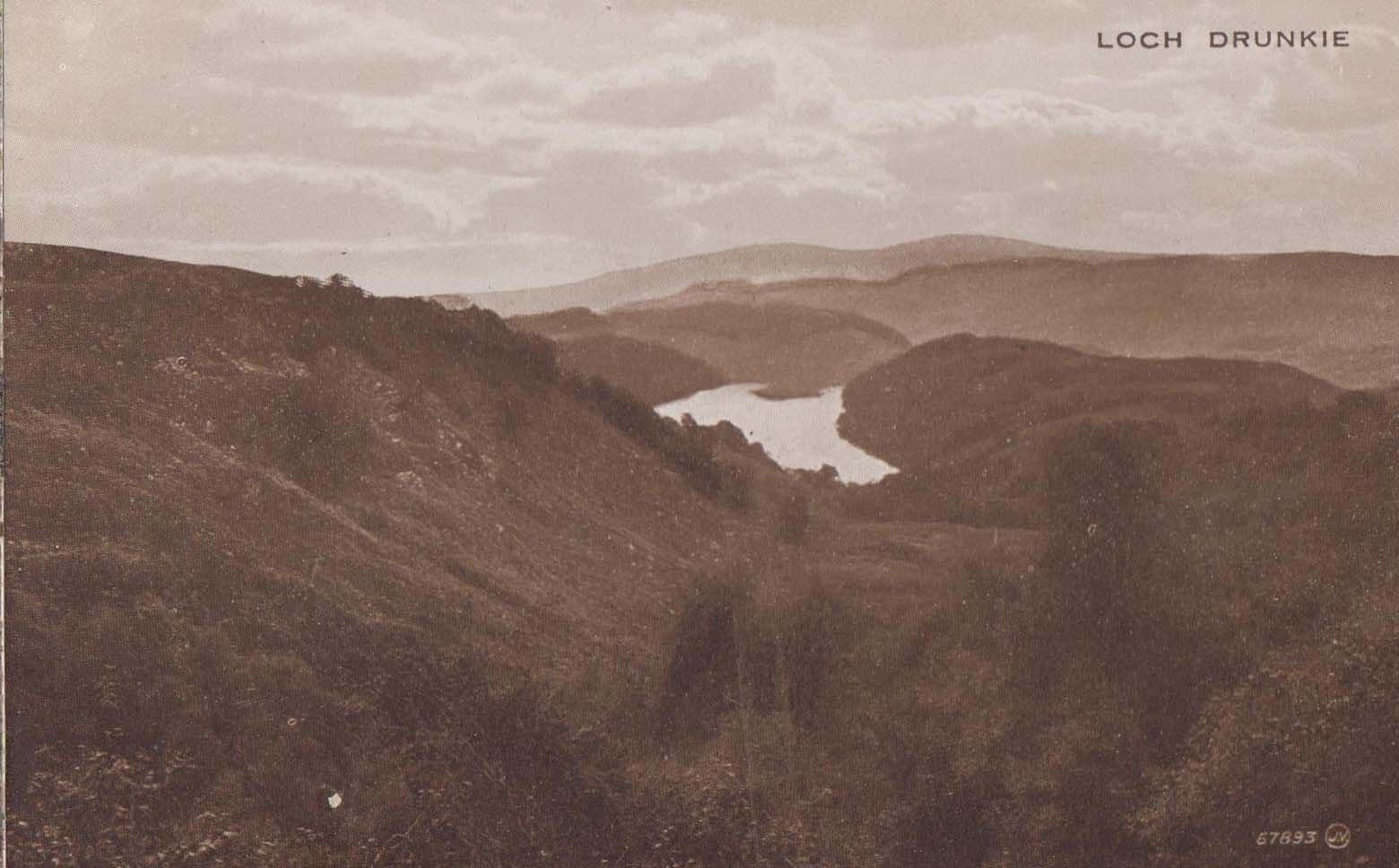 Loch Drunkie Scottish Aerial Postcard