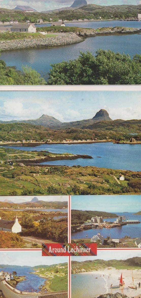 Lochinver Village 3x Arthur Dixon Scottish Postcard s