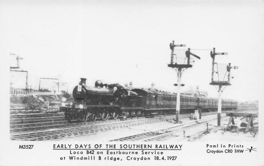 Loco B42 at Windmill Bridge Croydon in 1927 Pamlin Prints Railway RPC Postcard