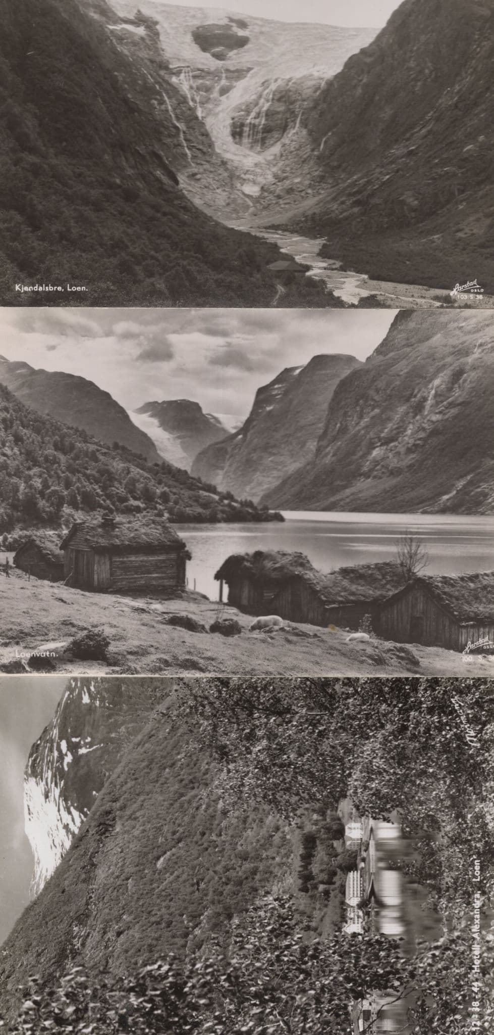 Loen Loenvatn Hotel Alexandra 3x Norway RPC Postcard s