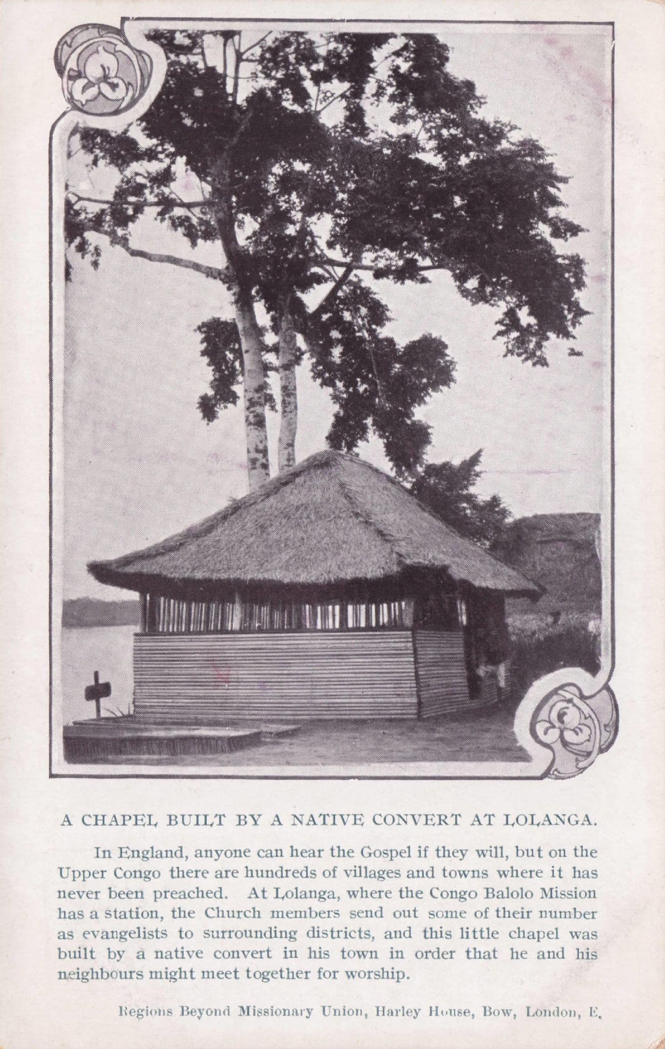 Lolanga Congo Balola Mission Chapel Naples India Africa Old Postcard