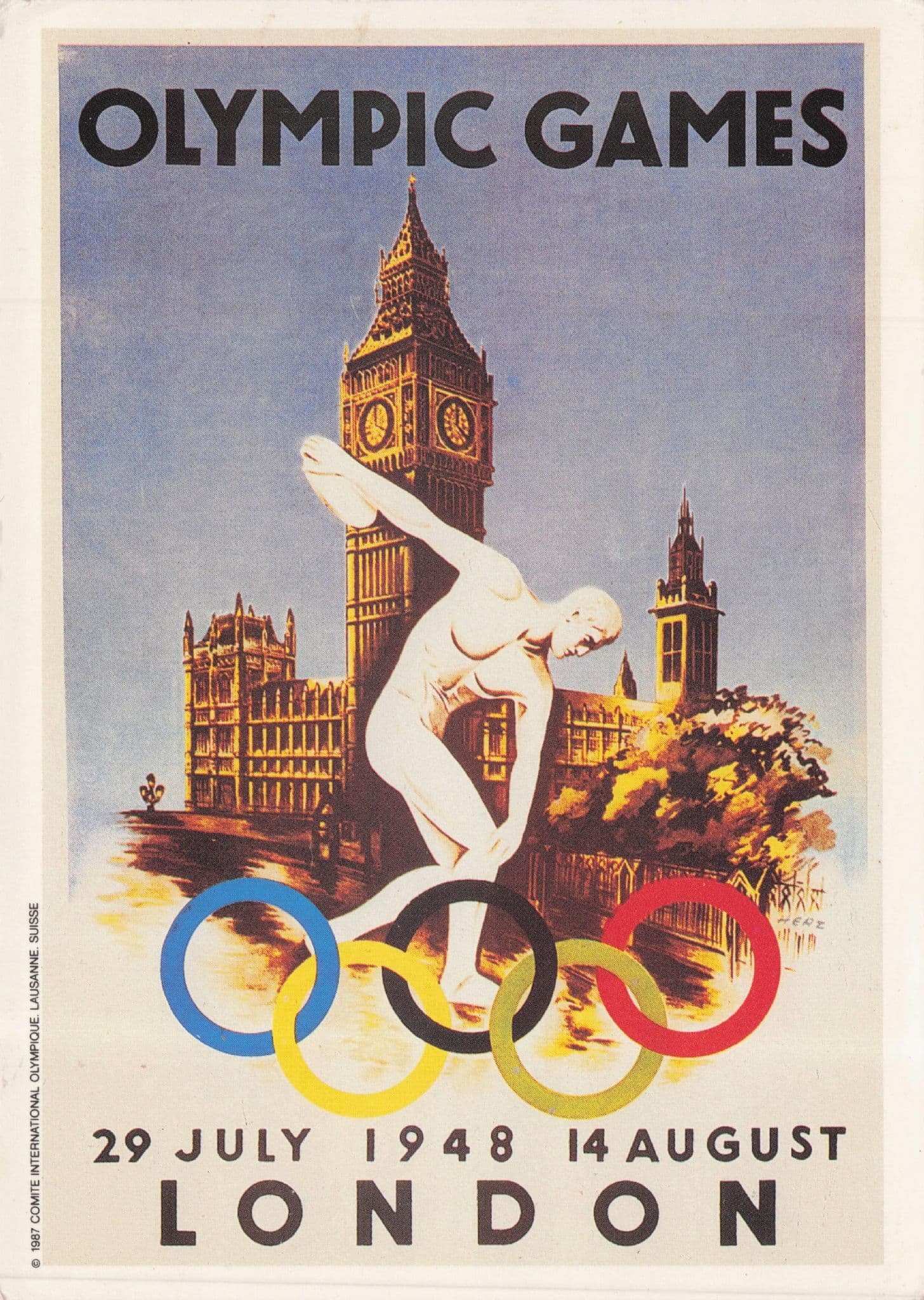 London 1948 Olympic Games Big Ben Poster Postcard