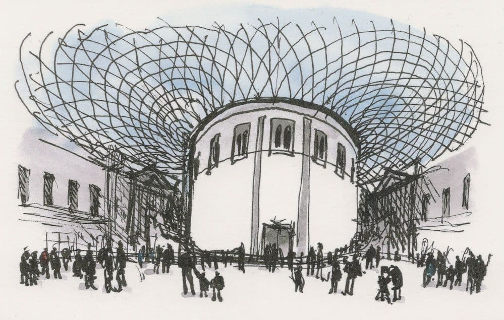 London British Museum Europe's Largest Great Court Painting Postcard