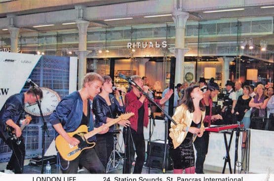 London Buskers Band Performing Live at St Pancras Railway Station Postcard